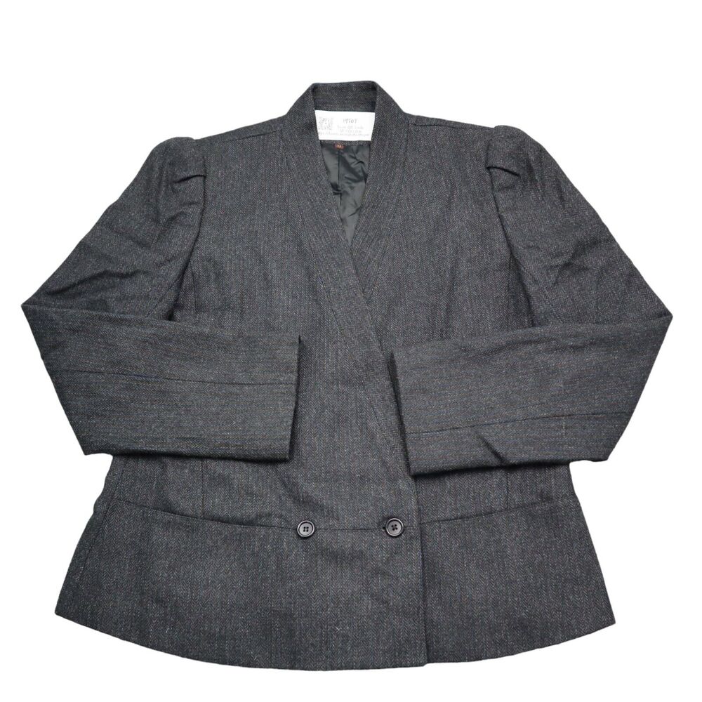 Peabody House Coat Womens 11 Black Long Sleeve Single Breasted Shawl Blazer